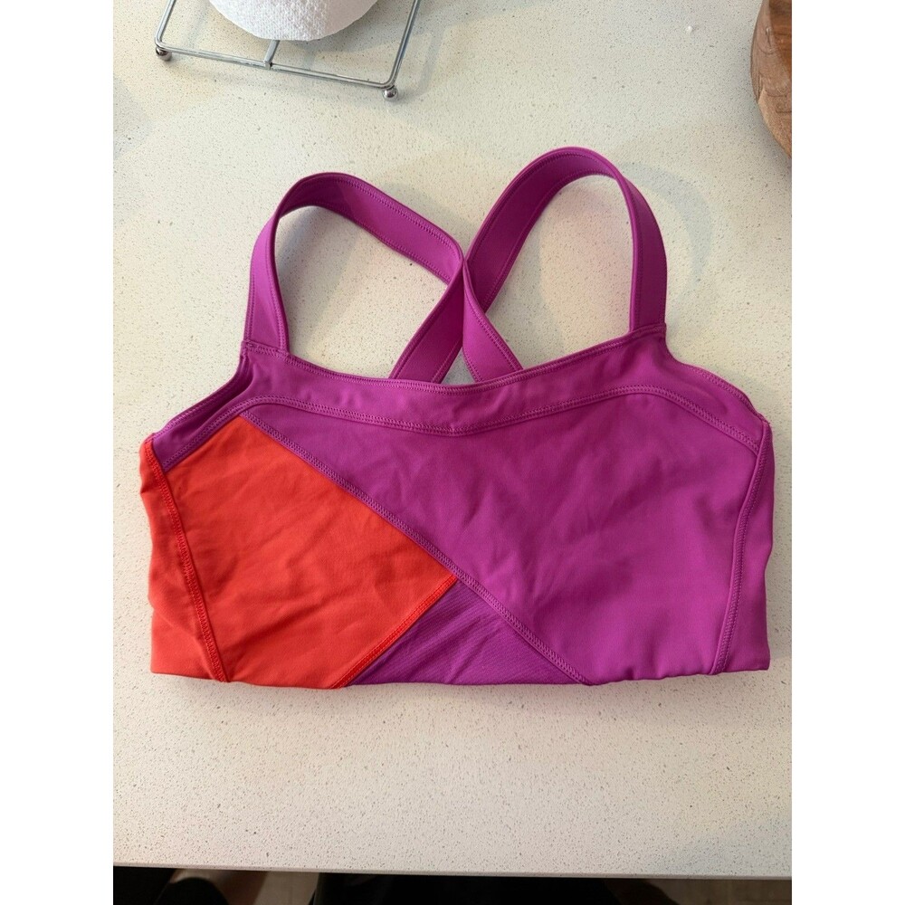 Lululemon Kanto Catch Me Bra Size 6 Purple Orange Colorblock Crossback Luxtreme